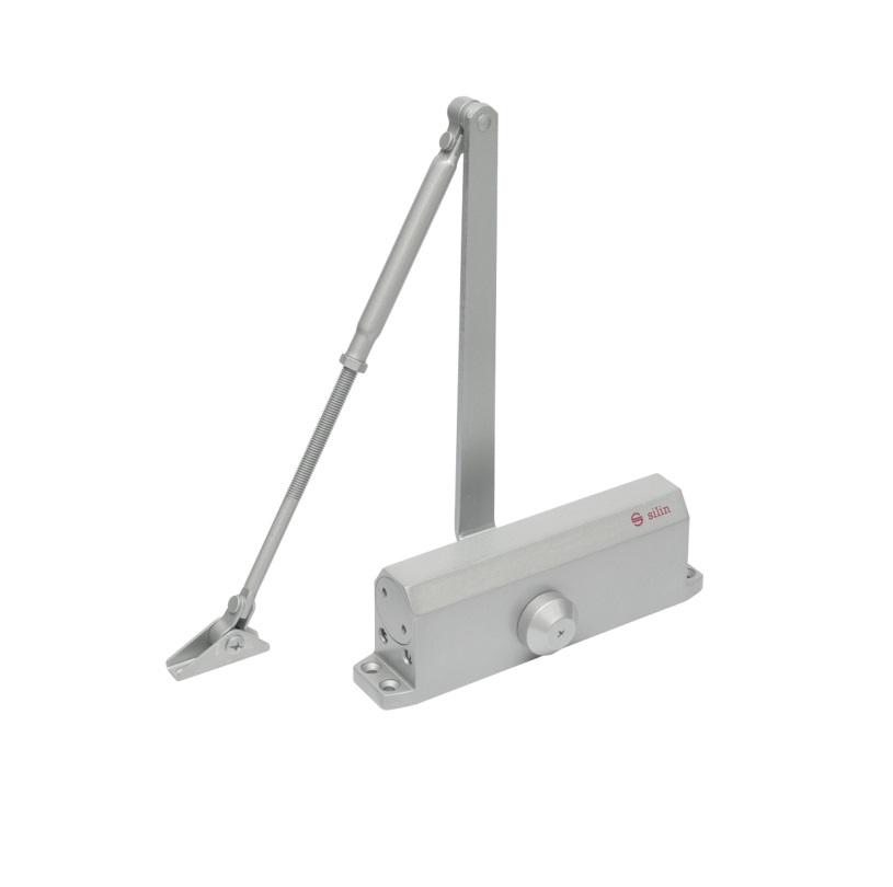 Amortizor hidraulic cu brat SA-5044AW-sv, argintiu; Pentru: usi cu greutatea de 60-85 kg; latime usa ≤1050mm; Ulei hidraulic termostabil; Viteza de inchidere reglabila; Montare universala: stanga sau dreapta; Culoare: argintiu; Deschidere usa la 180°; - Accesorii