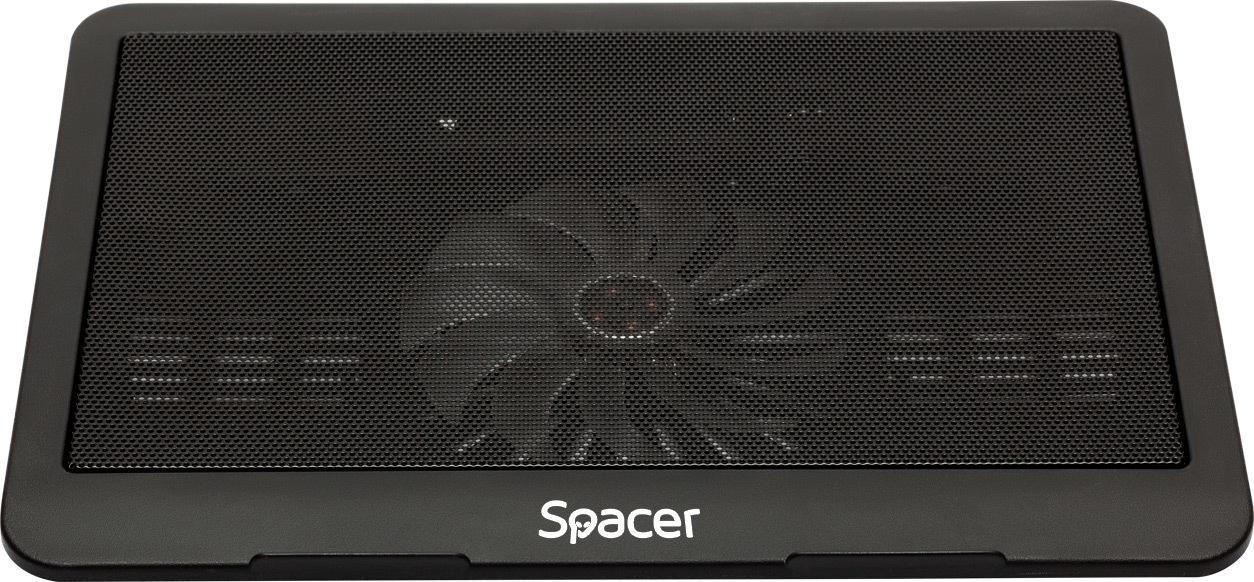 Stand/Cooler notebook SPACER SP-NC19, pana la 16 inch, 1 ventilator, Negru