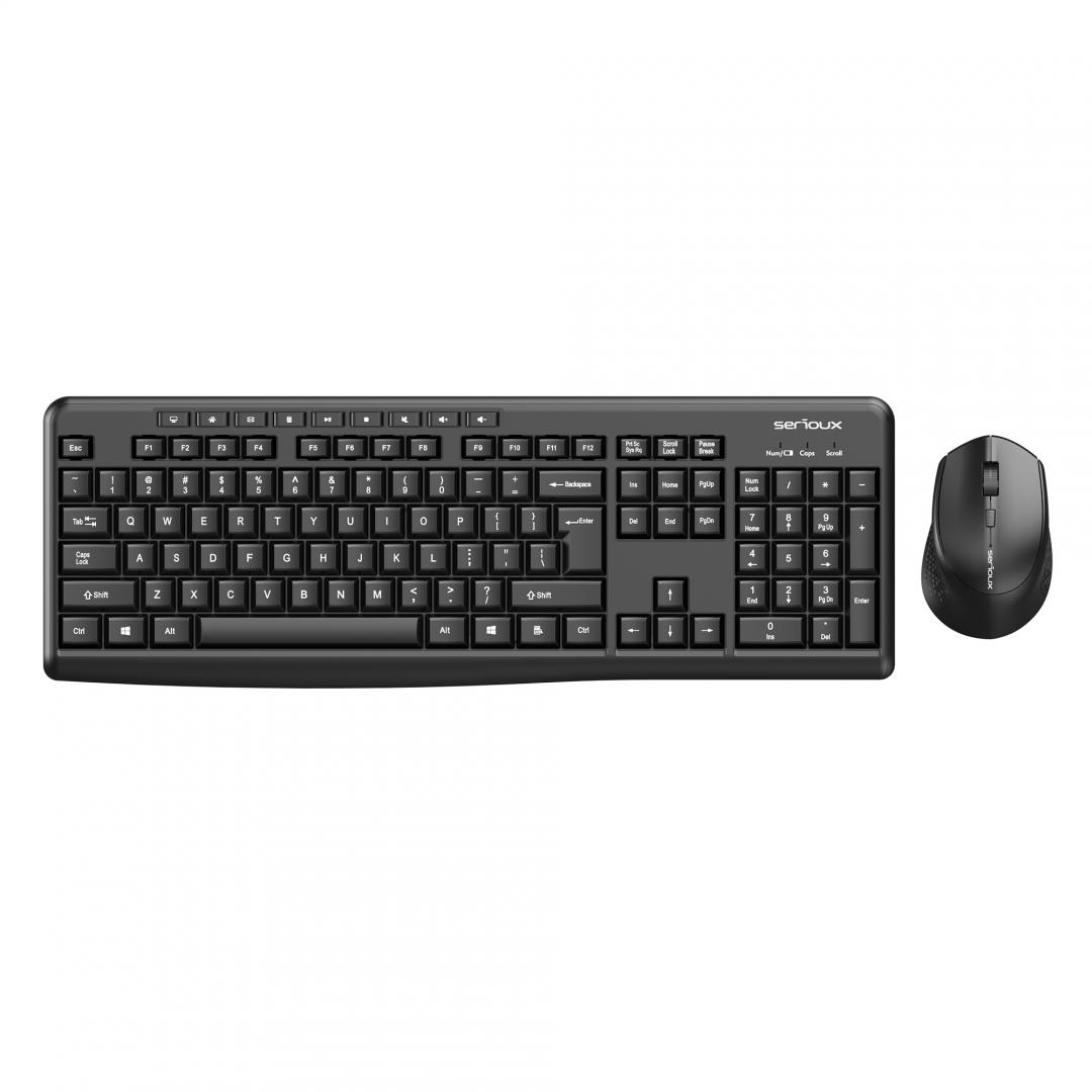 Kit tastatură și mouse wireless 2.4G Tastatură: cu rând independent de taste multimedia * Mod: 2.4G * Număr taste: 104 + 9 taste rapide * Material: ABS * Culoare: Negru * Chipset: Huntersun * Aspect: Orice aspect disponibil * Tip interfață: USB * Dimensiune: 442*152*25mm ; 440g * Baterie: 1*AAA (nu