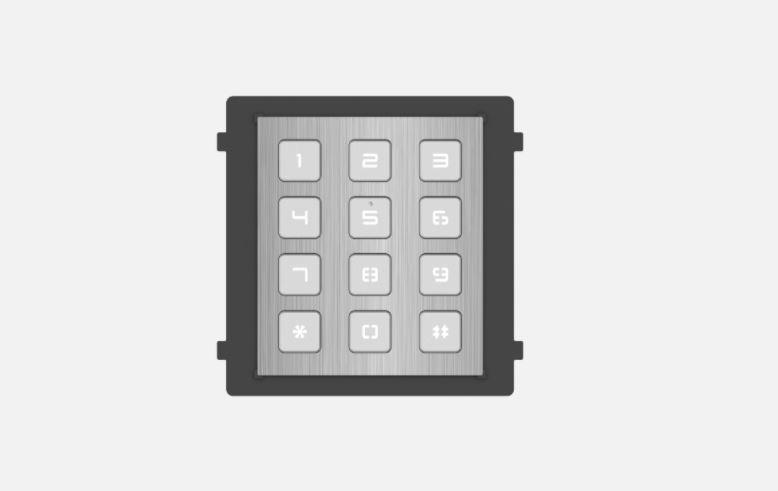 Modul de extensie videointerfon cu tastatura Hikvision DS-KD- KP/S;.permite formarea codului de apartament sau a codului de acces; montaj aplicat sau ingropat (accesoriile de montaj nu sunt incluse); iluminare pe timp de noapte; protectie: IP65, IK7; Dimensiuni: 98.5 mm x 100 mm x34.2 mm - Securitate