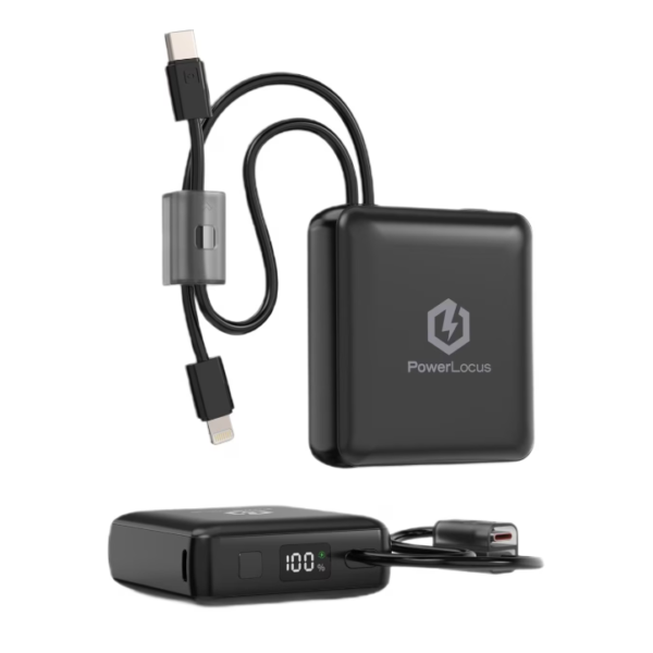 Baterie externa PowerLocus 10000mAh, capacitate: 10.000 mAh/3,85 V/38,5 Wh, tip baterie: Li-Polymer, negru - Baterii