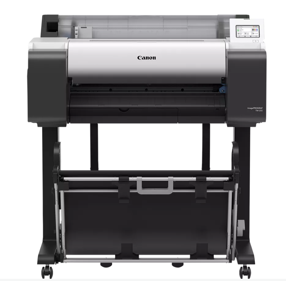 Plotter Canon imagePROGRAF TM-255 + HDD 500GB, 24″(610mm), format A1, 5 culori, rezolutie max 2400x1200dpi, memorie 2GB, limbaje de imprimare: HP-GL/2, HP RTL, PDF (Ver. 1.7), JPEG (Ver. JFIF 1.02), CALS G4 (submission via FTP only), display LCD 4.3″, interfata: USB 2.0, Ethernet,WIFI consumabile - Imprimante de format mare