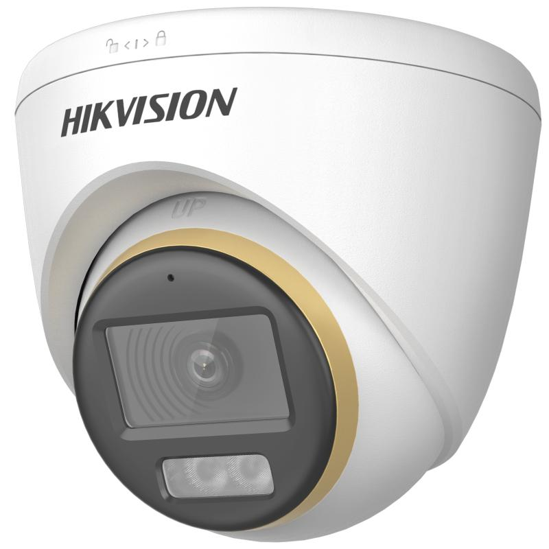Camera de supraveghere Turret 2MP ColorVu Dual-light Hikvision DS-2CE72DF3T-LFS(2.8MM), lentila fixa 2.8mm, iluminare min: 0.0005 Lux @ (F1.0, AGC ON), 0 Lux cu lumina alba, IR: 40m, lumina alba 40m, iesire TVI/AHD/CVI/CVBS, microfon incorporat, alimentare: 12 VDC ± 25%, MAX. 6.9W, protectie: IP67 - Securitate