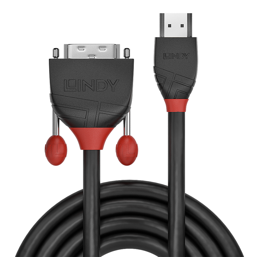 Cablu Lindy HDMI to DVI-D Cable, lungime 5m, rezolutie maxima 1920×1200@ 60Hz, latime de banda suportata 4.95 Gbps, negru - Cabluri video