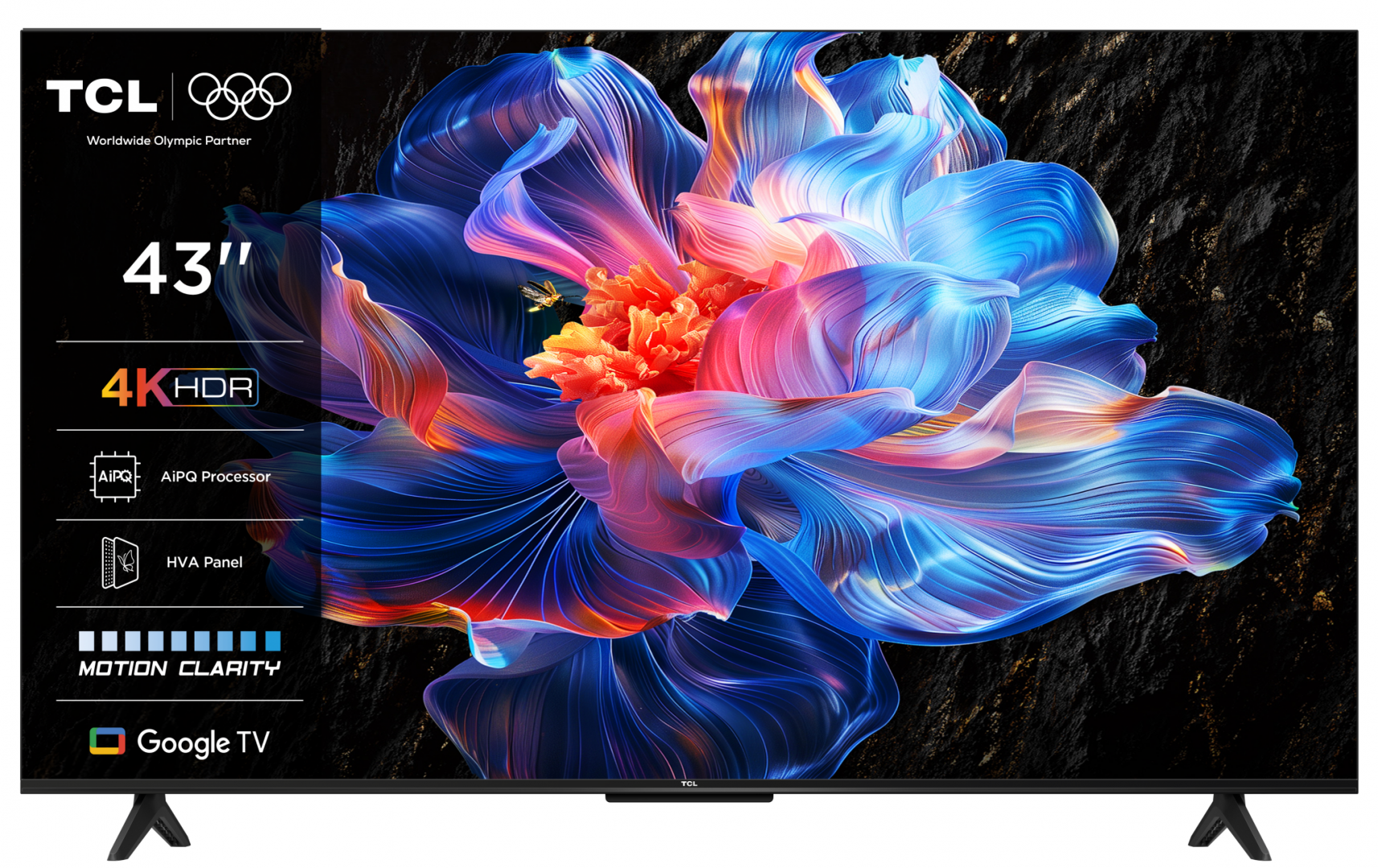 Televizor TCL LED 43P6K, 108 cm, Smart Google TV, 4K, Clasa F