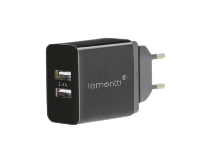 Lemontti Incarcator Retea 2.4A 2 porturi USB-A Negru - Cabluri periferice