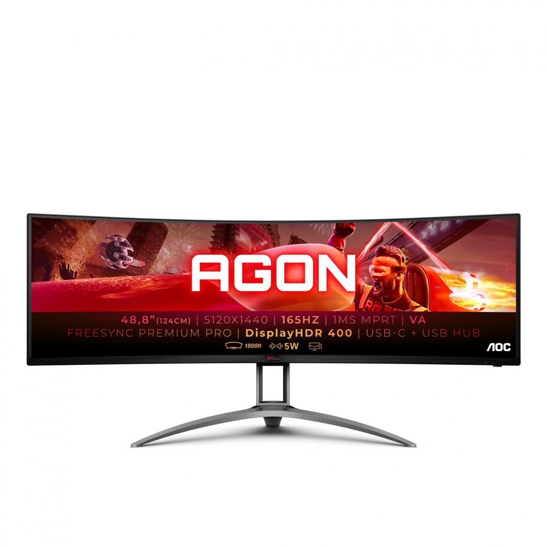 Monitor Gaming AOC AG493UCX2, 48.8", 5120 x 1440 pixeli, Black, 3 ani Garantie