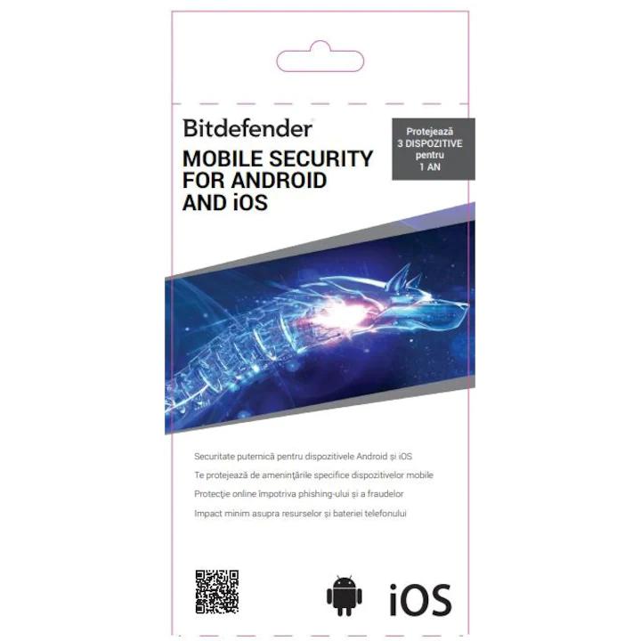 Bitdefender Android & iOSMobile Security, 1 an, 5 dispozitive,licentaretail - Antivirus
