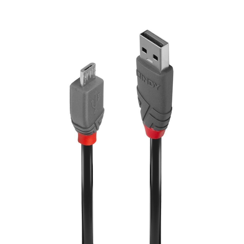 Cablu transfer Lindy LY-36731, USB 2.0 Type A to MicroUSB, 0.5m, Anthra Line - Cabluri periferice