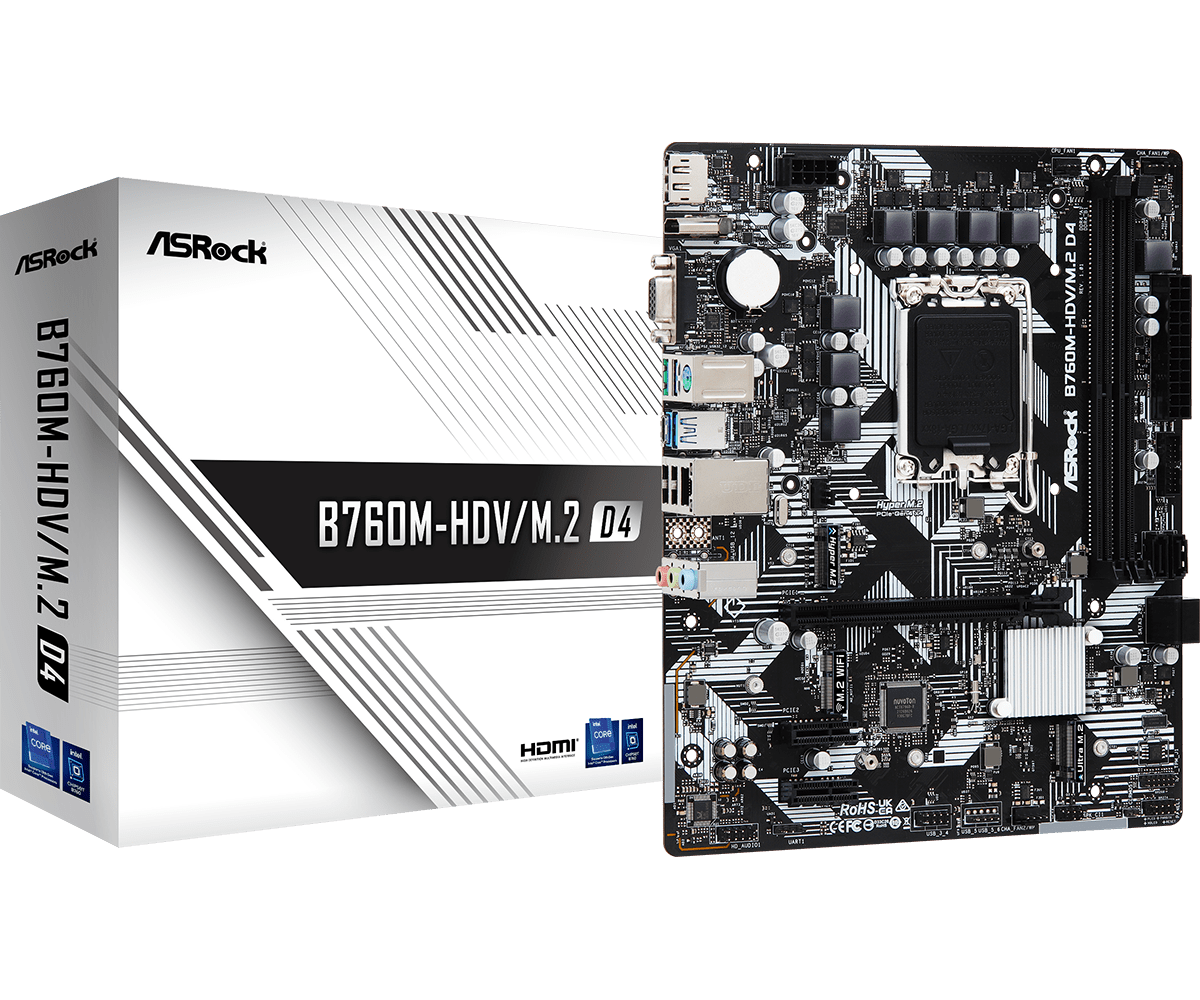 Placa de baza ASRock B760M-HDV/M.2 D4, Socket 1700, DDR4, Micro-ATX