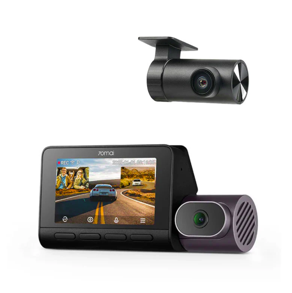 Set 2 camere 70mai Dash Cam 4K T800 cu 3 obiective (fata 4K, interior 1080P) + spate RC24 Full HD, GPS, HDR, ADAS, 128G