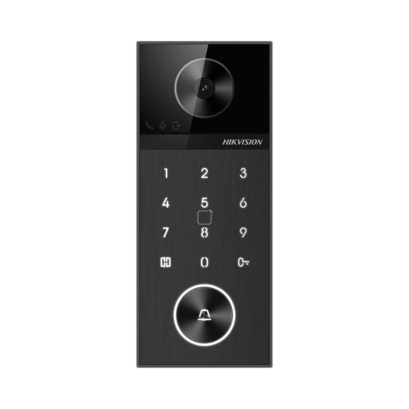 Post videointerfon de exterior WI-FI Hikvision DS-KV6124-WBE1, montaj aparent, camera HD 4MP, WDR, unghi vizualizare: Horizontal: 150° Vertical: 75°, iluminare IR 3 metri, cititor de card incorporat Mifare 13.56 MHz, comunicare audio bidirectionala, microfon omnidirectional si difuzor incorporat - Securitate