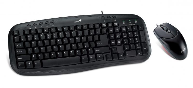 Kit Wired tastatura si mouse Genius KM-200, taste numerice, Negru