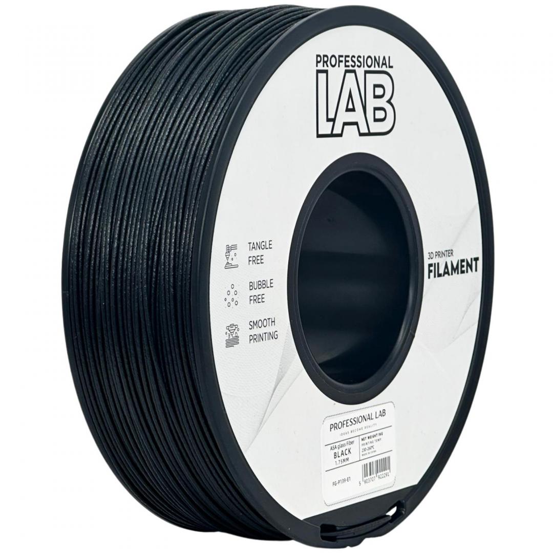 PROF. LAB FILLAMENT ASA GLASS FIBER BK, Material: ASA, Rezistenta UV, rezistenta sporita datorita insertiilor de fibra de sticla, finisaj mat,ideal pentru exterior, componente auto pana la 100 grade, Diametru: 1.75mm, Greutate: 1kg, Temperatura printare: 180C – 240C, Temperatura platforma printare - Accesorii imprimare 3D