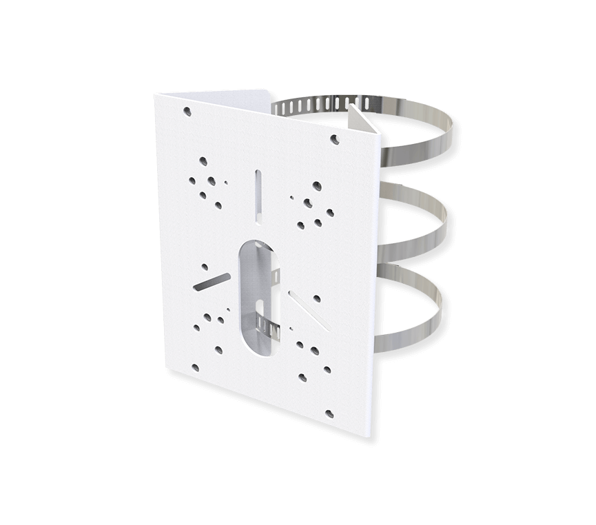 Suport stalp A01, utilizare la montarea camerelor pe stalpi cu diametru 102-127mm, compatibil cu: (AI Weather-proof) Mini Bullet, (AI) Vandal- proof Mini Bullet, (AI) Motorized Bullet, AI PTZ Bullet Plus, AI color+ Vandal-proof Mini Bullet, (AI) 180° Panoramic Mini Bullet & Dome, A41, A43, A62 - Accesorii