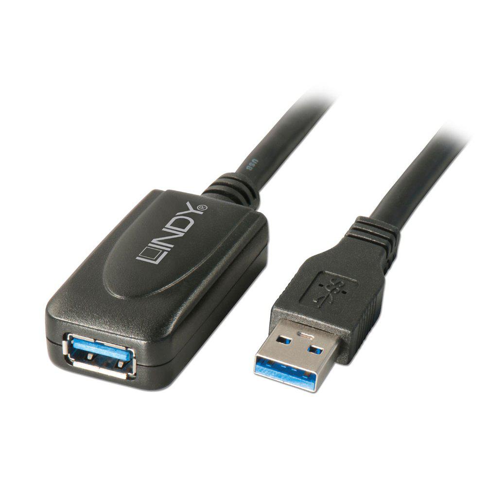 Cablu Lindy LY-43155, USB 3.0 Extension, 5m, negru - Cabluri periferice