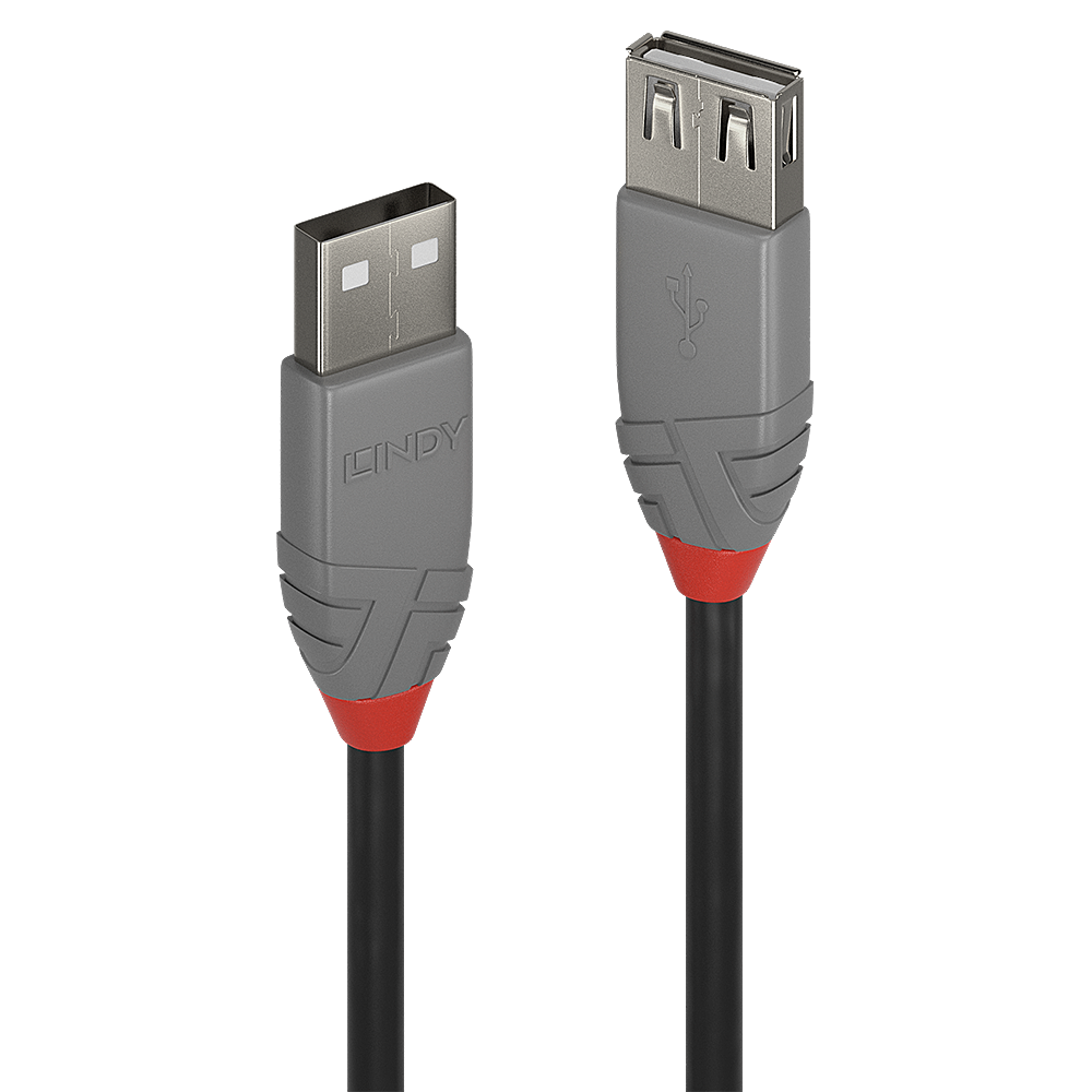Lindy Cablu USB 2.0 Ext. USB 2m, latime de banda 480Mbps, Anthra - Cabluri periferice