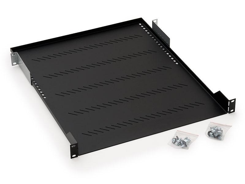 Raft fix perforat Triton 19″ 1U/350 capacitate incarcare 40kg, negru - Cabinete metalice