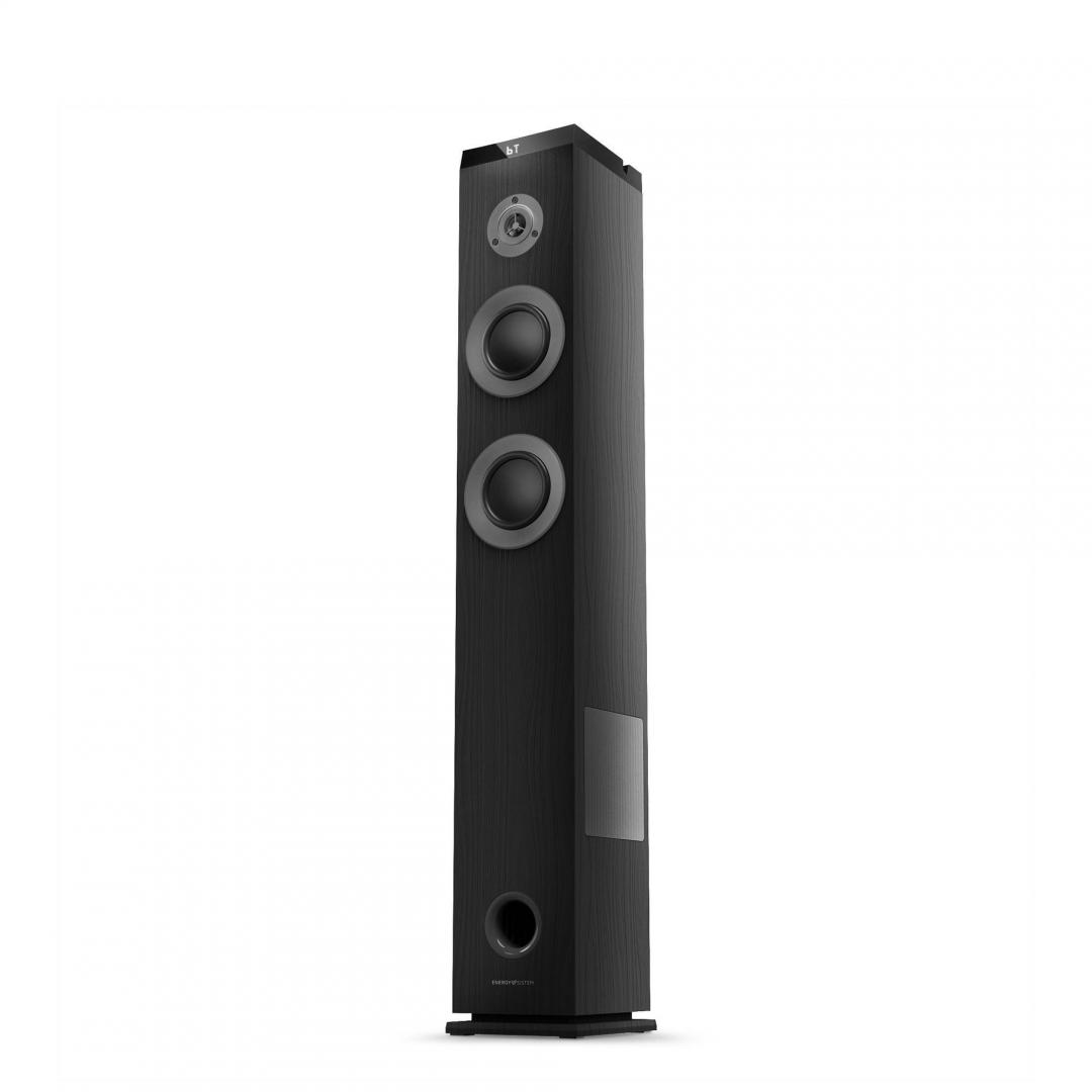 Sistem Audio 2.1 Energy System Tower 5 MAX, bluetooth 5.3, interfata jack 3.5mm, putere: 100W, frecventa raspuns 40 Hz ~ 18 kHz, frecventa FM: 87,5 – 108 MHz, ecran/afisaj: LED, suport card de memorie: microSD si stick-uri USB pana la 128 GB, include telecomanda, material: lemn, dimensiuni - Home Cinema & Audio
