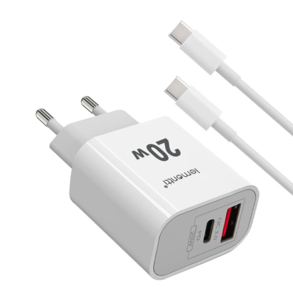 Incarcator LEMONTTI LIRFCQCPD20WA, 20W, 2 porturi, Alb - Incarcatoare telefoane