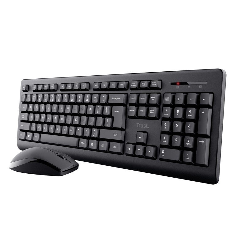 Kit Wireless tastatura si mouse TRUST Primo, taste numerice, Negru