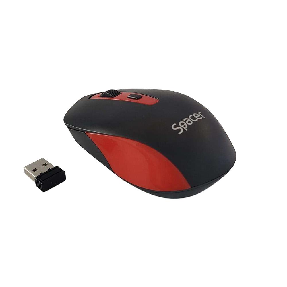Mouse Wireless SPACER SPMO-WS01-BKRD, 1600 dpi, Multicolor