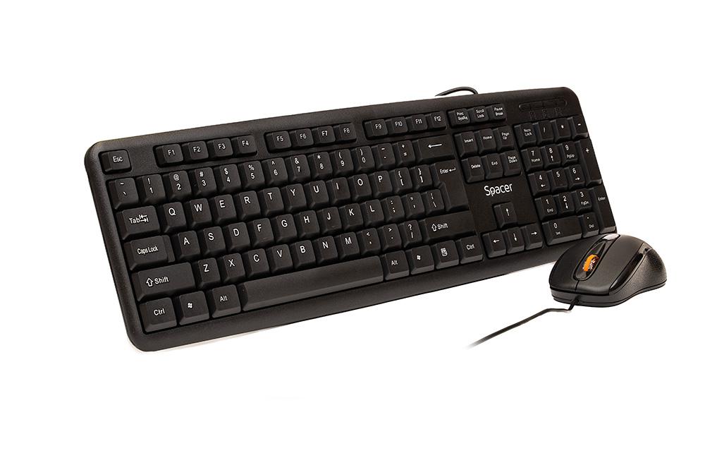 Kit Wired tastatura si mouse SPACER SPDS-S6201, taste numerice, Negru