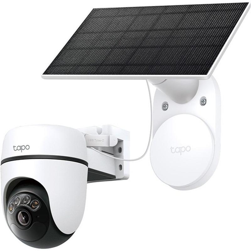 Solar-Powered Pan/Tilt Security Camera Kit SPEC:2K 3MP(2304×1296), 2.4 GHz, 6700mAh rechargeable lithium-ion battery,  Solar panel (5.2V, 2.5W) FEATURE: Pan/Tilt,  Non-Stop Power, Smart Detection and Notifications (motion, people), Color Night Vision, Sound and Light Alarm, Remote Control, Two-Way