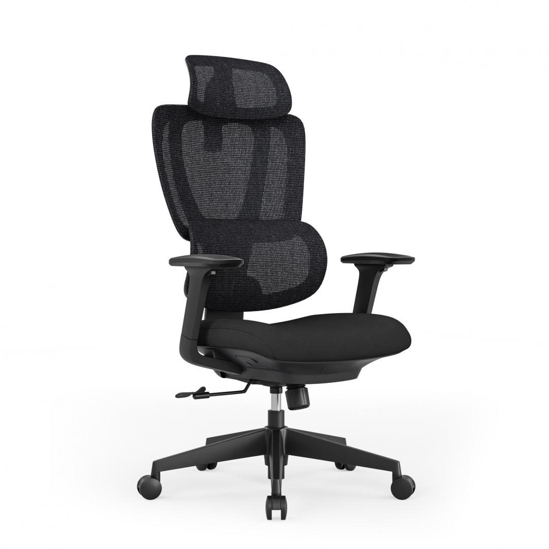 Scaun birou Serioux Aeromesh, Dimensiuni (LxAxÎ): 68,5x67x111-119cm, Capacitate greutate: 150 kg, Material suprafață: Material plasă, Material cadru: Fibră de sticlă de înaltă rezistență, Tip cotieră: Cotieră 3D, Tip pârghie pneumatică: Sistem de ridicare pe gaz clasa 3 de 85 mm - Console & Jocuri
