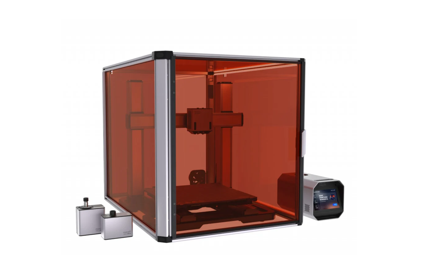 Imprimanta 3D Snapmaker Artisan 3DP, doua capete printare (IDEX), Volum printare: Dual 350mm × 400mm × 400mm, extruder stang 375mm × 400mm × 400mm, extruder drept 400mm × 400mm × 400mm, diametru duza: 0.4mm, temperatura duza: 300°C, viteza: 180mm/s, platforma printare: PEI-coated Glass, 80°C, PLA