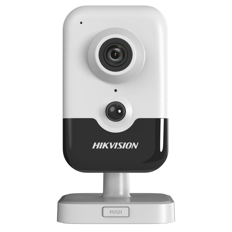 Camera de supraveghere IP cube 4MP Hikvision DS-2CD2443G2-IW(2.8MM)(W), lentila fixa 2.8mm, iluminare min: C color: 0.005 Lux @ (F1.6, AGC ON), B/W: 0 Lux cu IR 10m, potocol WI-FI: IEEE 802.11b, 802.11g, 802.11n, microfon incorporat, difuzor incorporat, slot card de memorie - Camere supraveghere IP