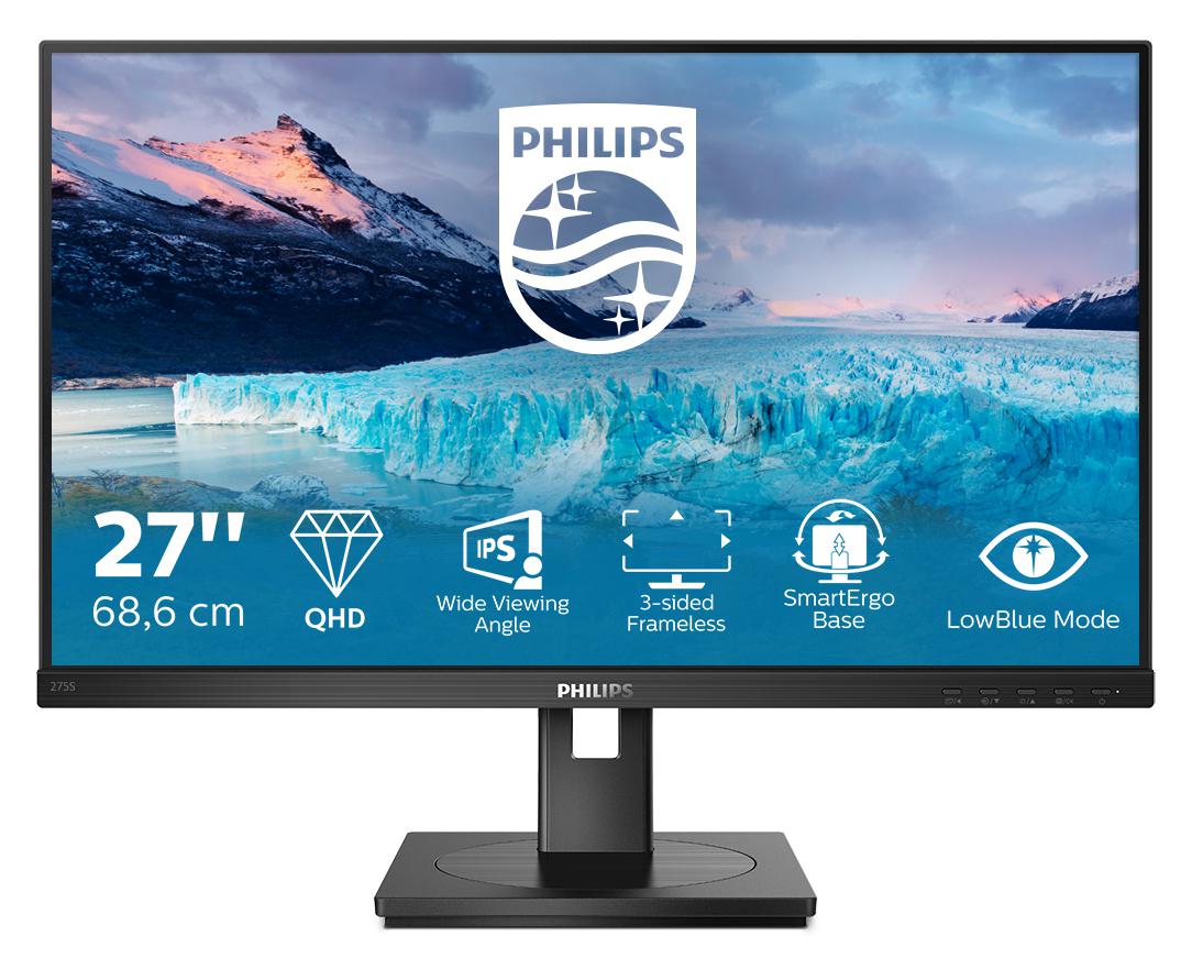Monitor Consumer Philips S Line 275S1AE/00, 27", 2560 x 1440 pixeli, Black, 3 ani Garantie