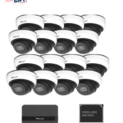 Kit supraveghere video Milesight 16 camere Dome MS-C2973-PD + 1 NVR MS- N5016-PE - Camere supraveghere IP