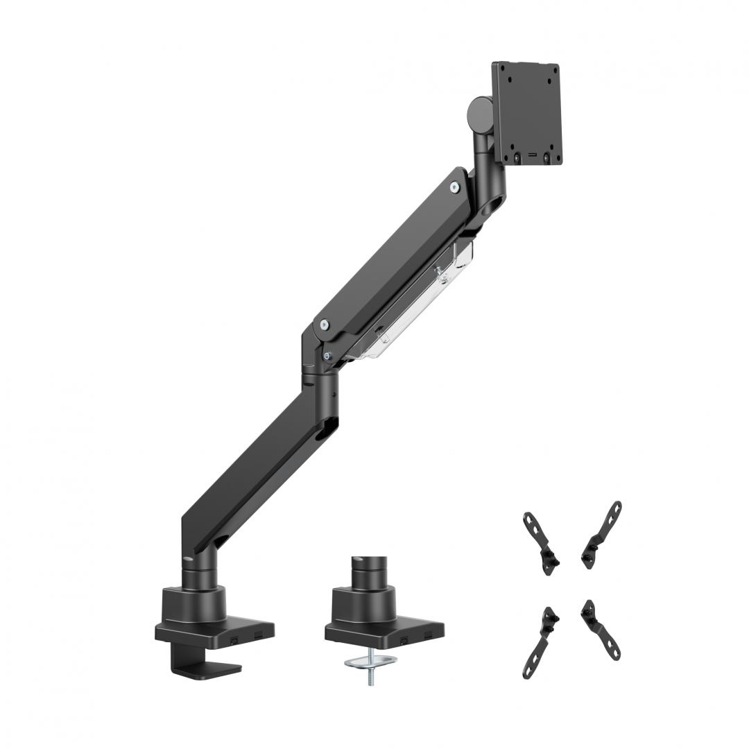 Suport monitor Serioux MM80-C012, compatibilitate dimensiune ecran 17″-57″, arc cu gaz, greutate maximă suportata: (per ecran): 2~27 kg, greutate maximă suportata pentru ecran curbat (per ecran): 1 ~ 22 kg, VESA: 75×75, 100×100, 100×200, 200×100, 200×200, inclinare: +60°~-20°, pivotare: +90°~-90° - Suporturi TV / Monitor