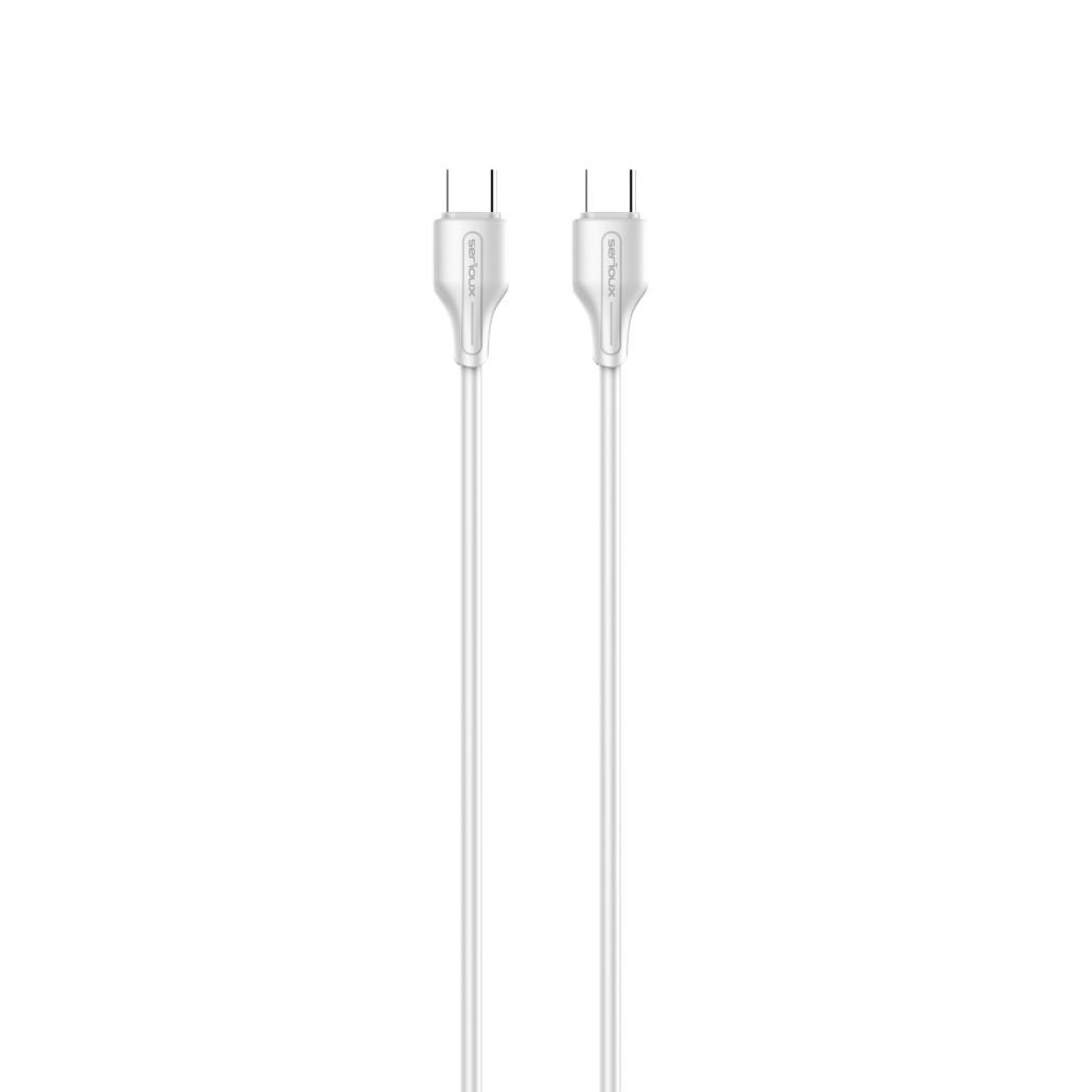 Cablu Serioux TYPE-C – TYPE-C 2M 60W.Lungime: 200 cm, Ieșire: 65W, tip cablu: USB-C la USB-C, culoare: Alb , funcție: încărcare și sincronizare - Cabluri periferice
