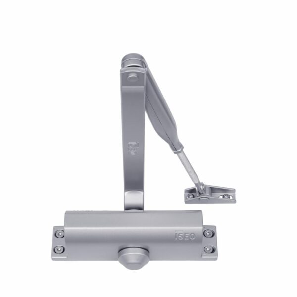 AMORTIZOR HIDRAULIC DE USA ISEO ARGINTIU 37L100003; Forță de inchidere: EN 2/3/4 selectabila pentru usi cu latimea de până la 1.100 mm (forta fixa EN 3 în configurație cu brațe paralele pentru uși cu lățimea de până la 950 mm); Dimensiune selectabila prin modificarea pozitiei corpului fata de - Accesorii