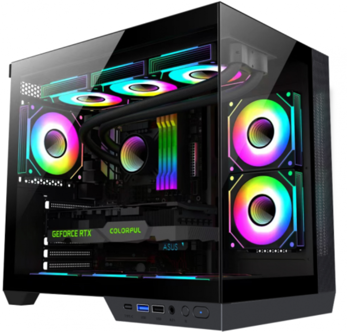 Carcasa gaming Serioux Shadow, fara sursa, tip middle tower, USB2.0x+HD Audio, USB3.0, porturi rezervate pentru ventialtor: MN 2x120mm ventilatoare ARGB (incluse), spate:1x120mm ventilator RGB (inclus), sus 3x120mm/2x140mm, controler 4 porturi, drive bays: HDD de 3.5” x2, SSd de 2.5” x1, Sloturi - Carcase