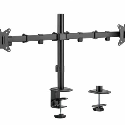 Suport 2 monitoare SeriouxMM66-C024, brat articulat monitor, compatibilitate dimensiune ecran 17″-32″, greutate maximă suportata: (per ecran): 9kg, VESA: 75×75, 100×100, inclinare: +45°~-45°, pivotare: +90°~-90°, rotația ecranului: + 180°~-180°, instalare: clemă, grommet - Suporturi TV / Monitor