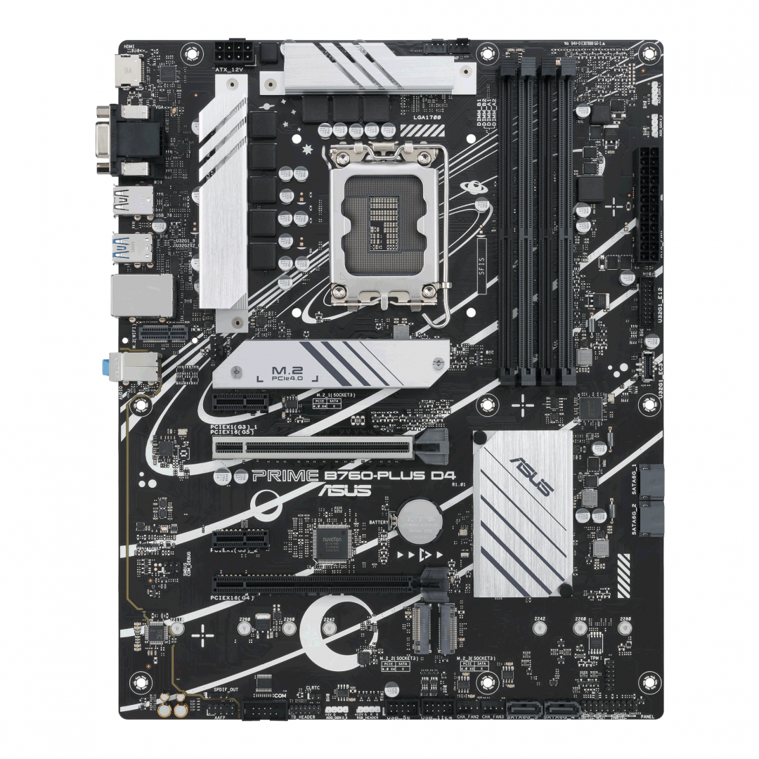 Placa de baza ASUS PRIME B760-PLUS D4, Socket 1700, DDR4, ATX