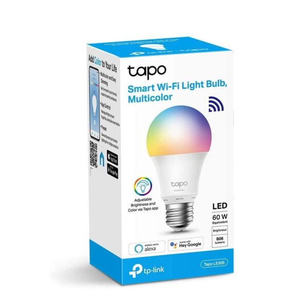 TP-Link Tapo L530E Smart bulb Multicolor Wi-Fi, E27, Wi-Fi Protocol IEEE 802.11b/g/n, Wi-Fi Frequency: 2.4 GHz Wi-Fi, 806 lumeni, 8.7 W, 2,500 K~ 6,500 K, Switching Circles 15,000. - Automatizari casa