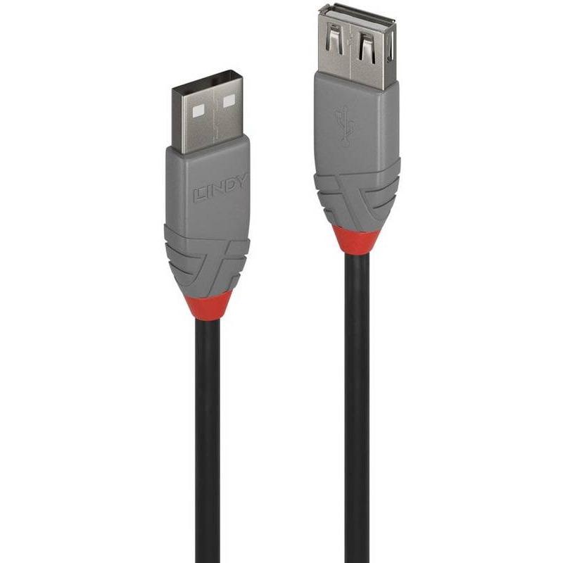 Cablu transfer date Lindy LY-36701, USB 2.0 Male tip A – USB 2.0 Female tip A, 0.5 m, Anthra Line - Cabluri periferice