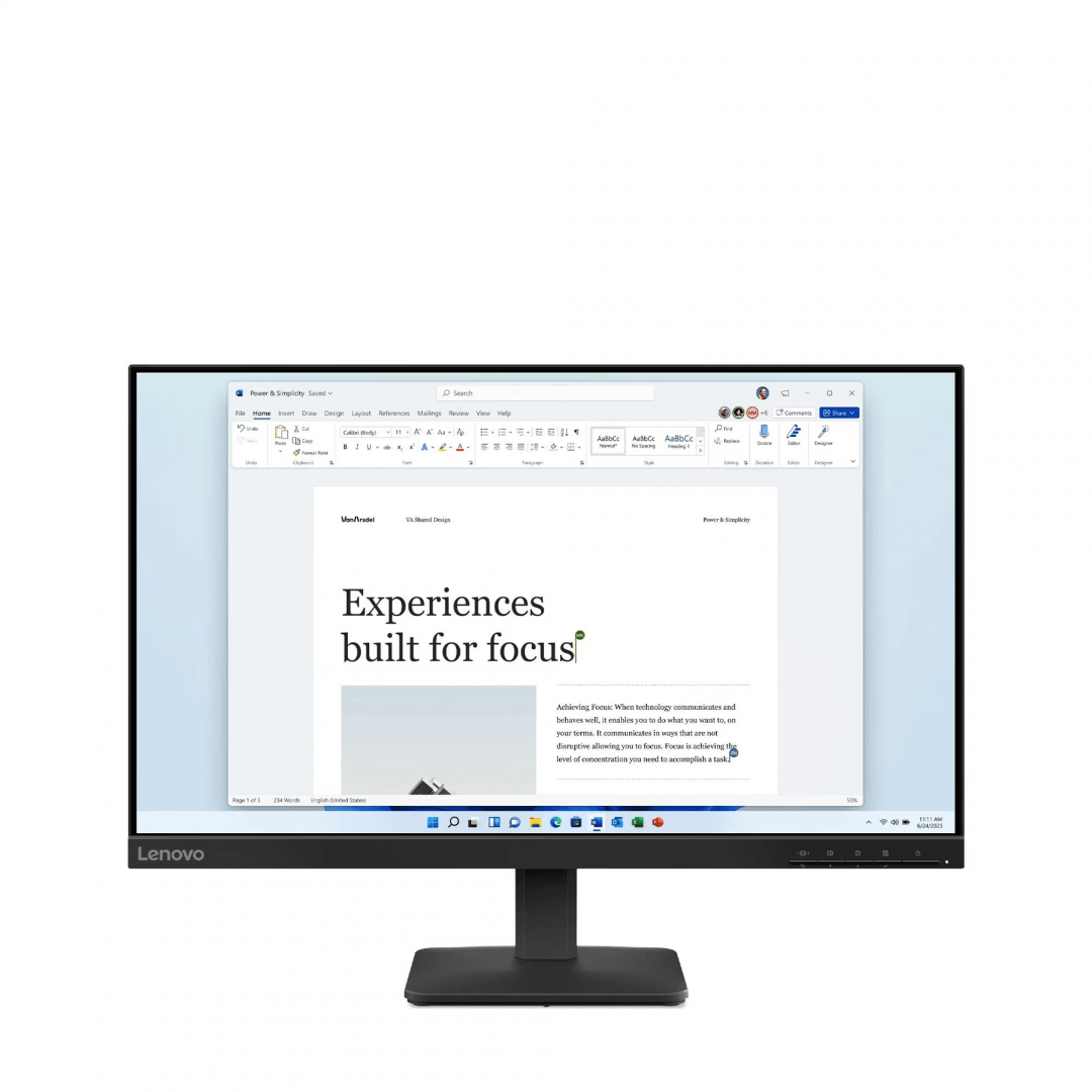Monitor Consumer Lenovo L24-4e, 23.8″, 1920 x 1080 pixeli, Black, 2 ani Garantie - Desktop PC & Monitoare