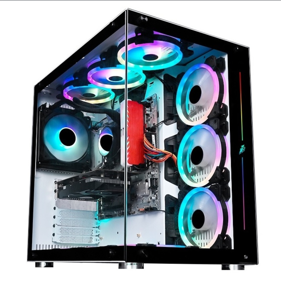 Carcasa 1stPLAYER Gaming SP8-wh SteamPunk, ATX, 7 ventilatoare aRGB, telecomanda, alb