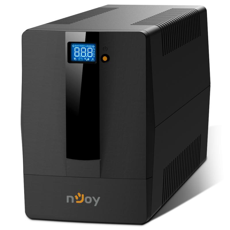 UPS nJoy Horus Plus 1000, 1000VA/600W, Afisaj LCD cu ecran tactil, 4 Prize Schuko cu Protectie, Repornire Automata, RJ11 protectie pentru linia de telefon/modem, Posibilitatea de monitorizare si control prin USB, LAN si internet, port de comunicare USB, rata de eficienta pana la 90%