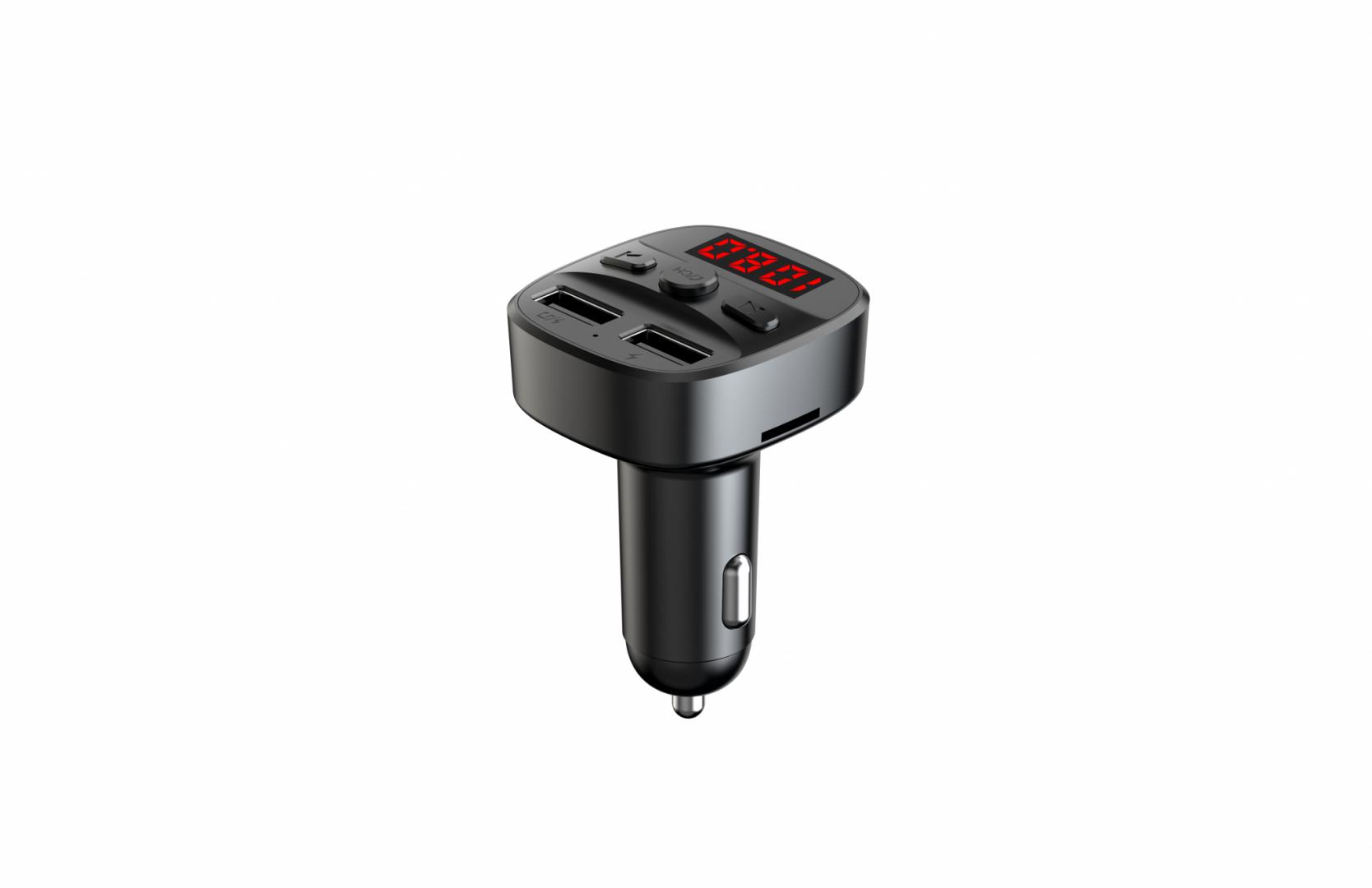 Modulator FM Serioux ABFM60, Bluetooth 5.0 , raza actiune de până la 5 m, voltaj intrare: 1x DC 12V/24V ,2 porturi USB: 1x USB DC5V 2.4A Max 1 x USB audio (pana la 32 GB), slot MicroSD (pana la 32 GB), format muzica: MP3/WMA/WAV, frecvența FM: 87.5MHz - 108.0MHZ, microfon incorporat , functii