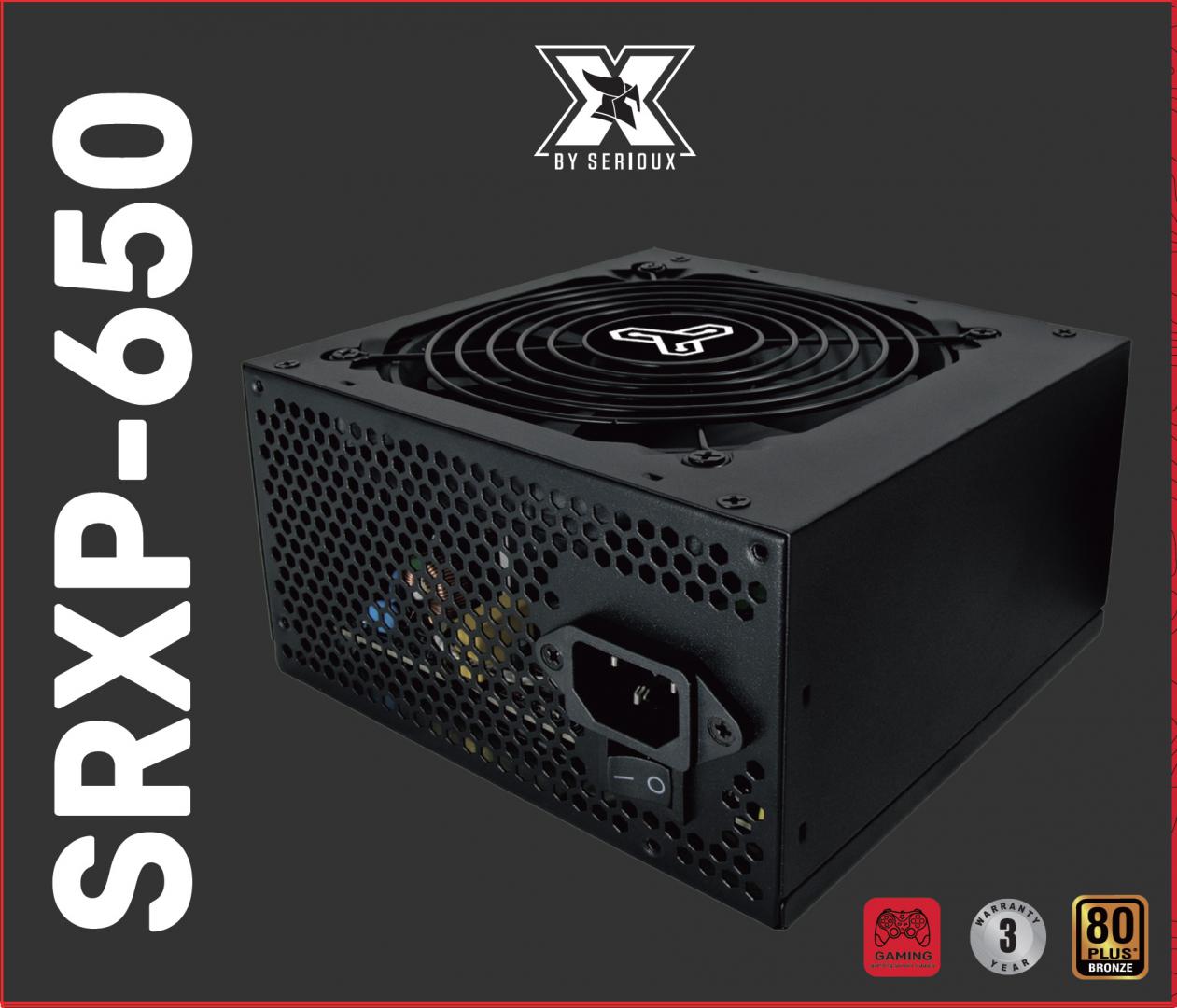 Sursa Serioux Energy 650W, 80+ BRONZE, Ventilator 12cm, ATX, material metal, cabluri: 20+4-pin, 1×4+4-pin, 2×6+2-pin, negru - Componente PC