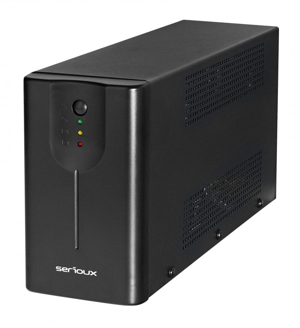 UPS Serioux Line Interactive 1200LI,Led, capacitate 1200VA/720W, 4 prize Schuko , baterie 12 V / 7.0 Ah × 2, timp mediu de functionare pe baterii 10 min – 50% sarcina, management USB/RJ45, software inclus, - Servere, Componente & UPS