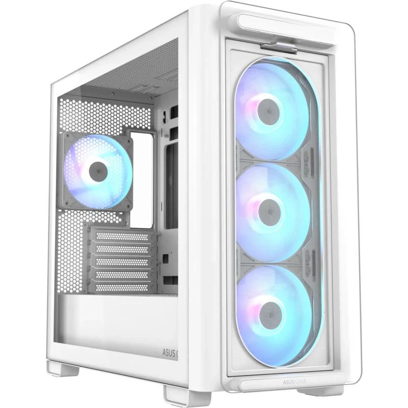 Carcasa ASUS A23 PLUS TG ARGB WHITE, RGB, Mid Tower, White - Carcase