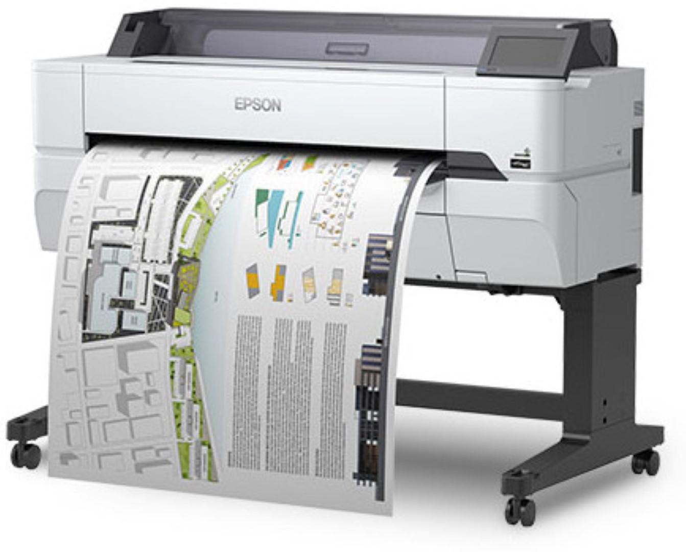 Plotter Epson Surecolor SC-T5405 36″, format A0, 4 culori, rezolutie maxima printare 2.400 x 1.200 dpi, cerneala Epson Ultrachrome XD2, Memorie 1Gb, Limbaje de printare: ESC/P-R, HP-GL2, RTL, Ecran tactil, interfata: USB 3.0, Interfaţă Gigabit Ethernet, LAN wireless IEEE 802.11 b/g/n (WiFi 4), Wi-Fi - Imprimante de format mare