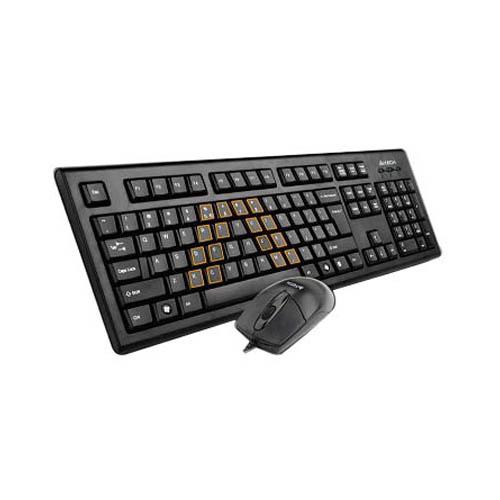 Kit Wired tastatura si mouse A4TECH KRS-8572, taste numerice, Negru